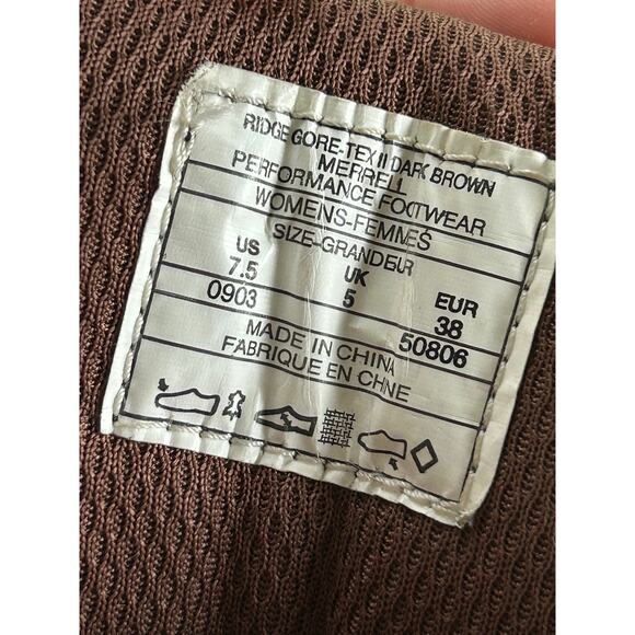 Merrell Womens Ridge Boots Gore-Tex Dark Brown Leather Lace Up Vibram Womens 7.5 - Picture 11 of 13